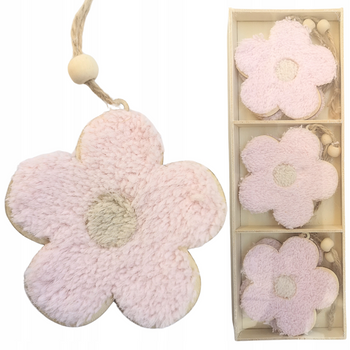 ZAWIESZKI PLUSZOWE KWIATKI RÓŻOWE 6 SZT. [28574]