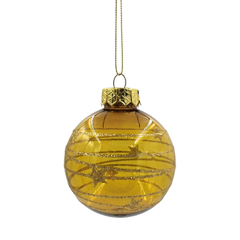 PLASTIKOWA BOMBKA PÓŁPRZEZROCZYSTA ZŁOTA ZŁOTY BROKAT -[12120]