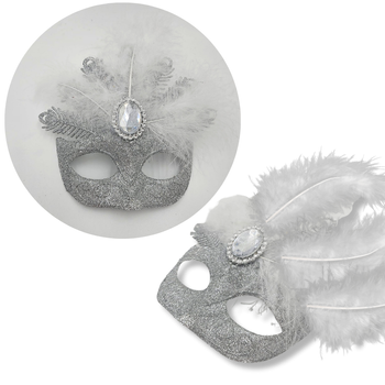 ZAWIESZKA DEKORACYJNA MASKA WENECKA - SREBRNA - [24716]