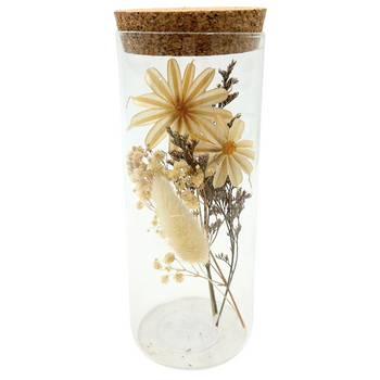 SUSZONA DEKORACJA W SZKLANYM SŁOIKU GIPSÓWKA BEŻOWY KWIATEK [16523]