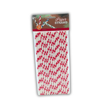 ZESTAW SŁOMEK PAPIEROWYCH 16SZT RÓŻOWO BIAŁE [15529]