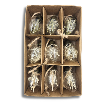 ZAWIESZKI SZKLANE JAJKA WIELKANOCNE 9 SZT - BEŻ [28596]