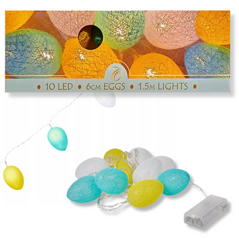 OŚWIETLENIE DEKORACJA SZNUR JAJEK 10LED Z ŻÓŁTYM - [29126]