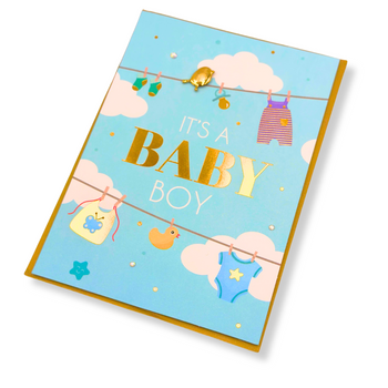 KARTKA Z ŻYCZENIAMI 3D ITS A BABY BOY [8029]