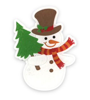 OZDOBY ŚWIĄTECZNE NA OKNO BAŁWAN Z CHOINKĄ XST510-11 -[4977]