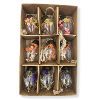 ZAWIESZKI SZKLANE JAJKA WIELKANOCNE 9 SZT - KOLOROWE [22434]