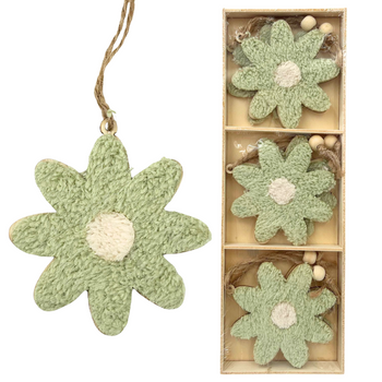 ZAWIESZKI PLUSZOWE KWIATKI ZIELONE 6 SZT.  [28573]