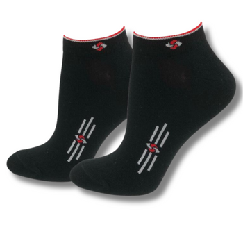 STOPKI DAMSKIE CZARNE Z CZERWEONYM RANTEM 36-38 [16118]