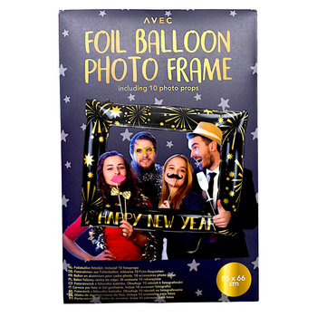 BALON FOLIOWY RAMKA HAPPY NEW YEAR CZARNO ZŁOTA -[18749]