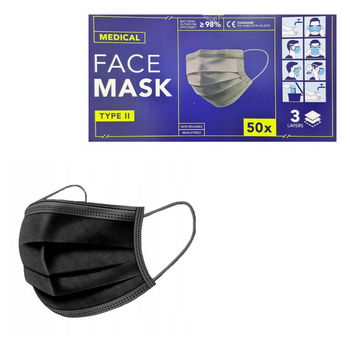 MASECZKI JEDNORAZOWE 3-WARSTWOWE 50SZT. CZARNE -[17833]