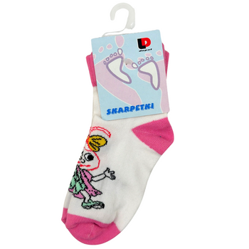 SKARPETKI DZIECIĘCE BIAŁO-RÓŻOWE CEBULAK 15-16 DEPOL [16111]