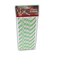 ZESTAW SŁOMEK PAPIEROWYCH 16SZT  BIAŁO ZIELONE [15532]