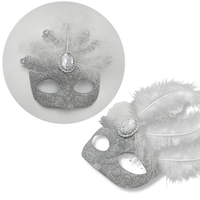 ZAWIESZKA DEKORACYJNA MASKA WENECKA - SREBRNA - [24716]