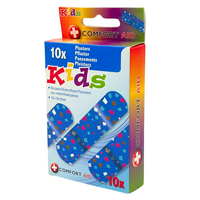 PLASTRY Z OPATRUNKIEM NIEBIESKIE W KOLOROWE WZORKI 10SZT.  [32534]