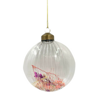 SZKLANA ZAWIESZKA W PRĄŻKI Z SUSZONYMI KWIATAMI ŻÓŁTY PATYCZEK [28531]