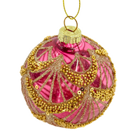 BOMBKA SZKLANA DIANA 8CM RÓŻ/CZERWIEŃ -[12057]