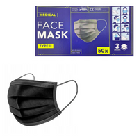 MASECZKI JEDNORAZOWE 3-WARSTWOWE 50SZT. CZARNE -[17833]