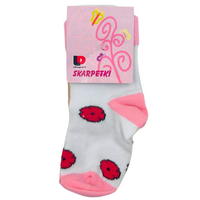 SKARPETKI DZIECIĘCE BIAŁE W CZERWONE KWIATKI 10-12 DEPOL [5241]