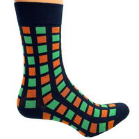 SKARPETKI MĘSKIE ACTIVE 39-41 DERBY GRANATOWE KWADRACIKI ZIELONO-POMARAŃCZOWE [16127]