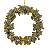 WIENIEC BOŻONARODZENIOWY DO POWIESZENIA NA DRZWI 14CM ZŁOTO-ŻÓŁTY [12027]